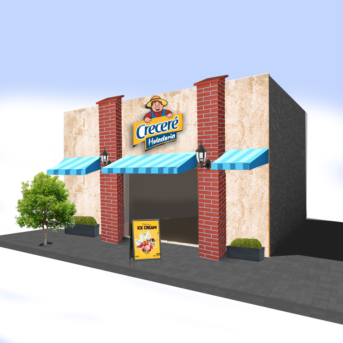 fachada-crecere-heladeria Diseño de fachadas comerciales